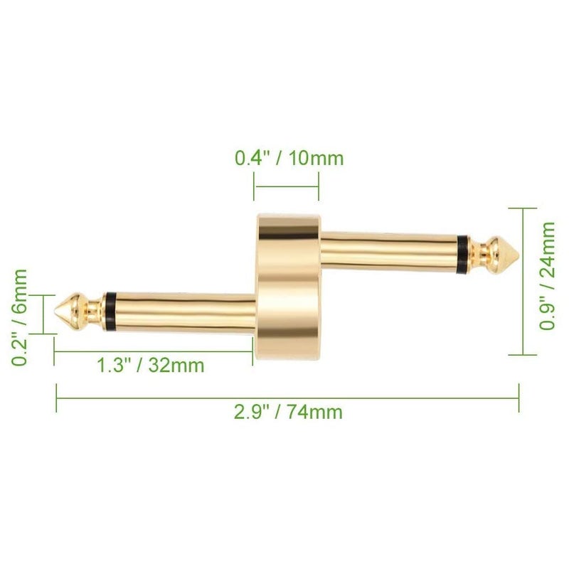 OTraki Z Type Guitar Pedal Connector 4 Pack TS Copper Male Connector Pedal to Pedal Guitar Pedal Coupler, 6.3mm 1/4 Inch Flat Patch for Effect Pedalboard Space Saving, Gold - Image 5